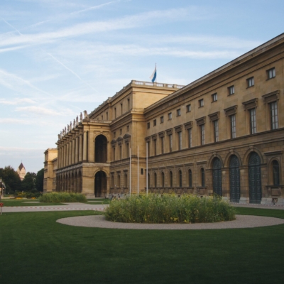 The Hercules Hall surrounded by greenery under the sunlight at daytime in Munich in Germany