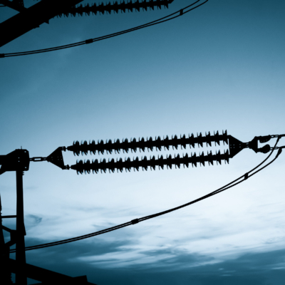 electricity high voltage pole and sky